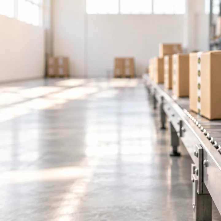 Bright warehouse floor and dispatch area